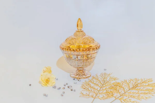 stock image The Gold Crystal Jar Set offers an elegant storage solution for your home.