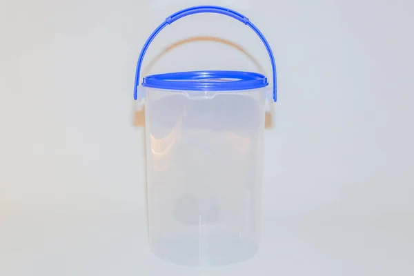 Conteneur Cylindre Plastique Bleu Polyvalent Avec Couvercle Est Une Solution — Photo
