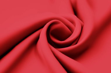 background of red satin fabric with folds of silk. 3 d rendering