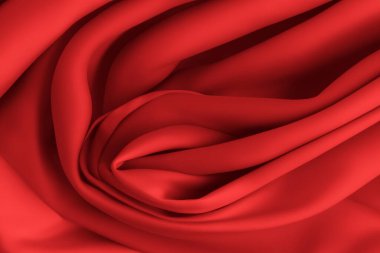 red silk fabric. background, satin. abstract wavy fabric. 3 d render.