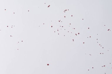 Beyaz arka planda kırmızı konfeti. Şenlikli tatil geçmişi