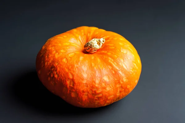 Frischer Kürbis Auf Schwarzem Hintergrund Herbstnahrung — Stockfoto
