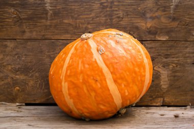 Kırsal arka planda taze portakal kabağı