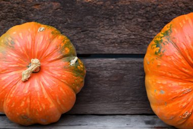 Beyaz arka planı olan iki kırmızı balkabağı. Teşekkürler konsepti