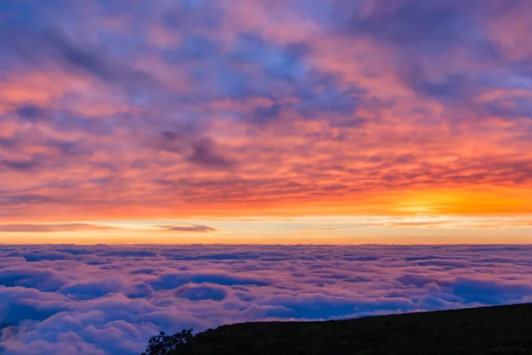 Красивый Восход Солнца Утреннем Тумане — стоковое фото