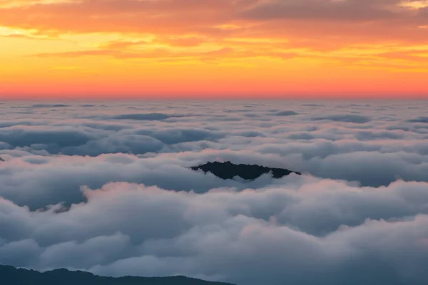 Amanecer Niebla Mañana Montaña Tailandia — Foto de Stock