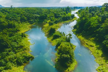 Yazın nehrin havadan görünüşü