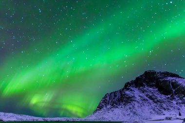 Aurora Borealis, Norveç 'teki Lofoten adalarının kuzey ışıkları.