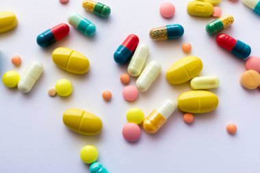 pills and drugs on a white background