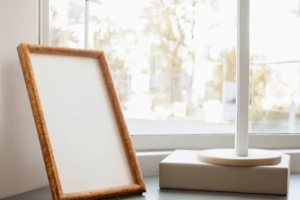 picture frame in modern art studio with white wall