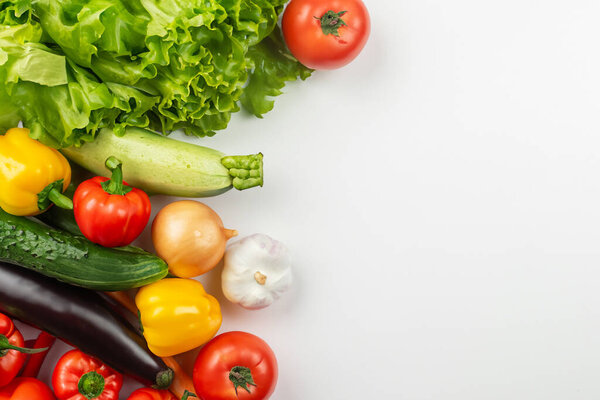 healthy food background. fresh vegetable on white background.