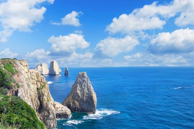 Sahildeki deniz ve kayaların manzarası