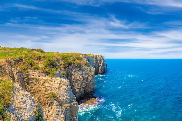 Uitzicht Vanaf Top Van Kliffen Van Zee Portugal Rechtenvrije Stockfoto's
