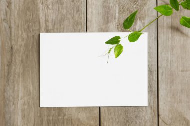 Boş beyaz kağıt üzerine ahşap