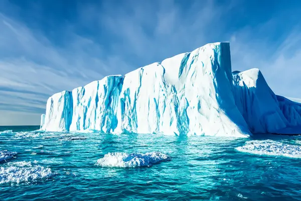 ice in the antarctica with iceberg in the ocean