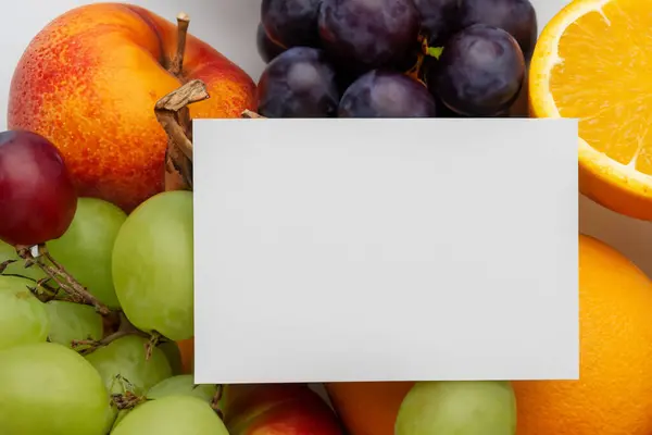 stock image fresh fruit card on a wooden background