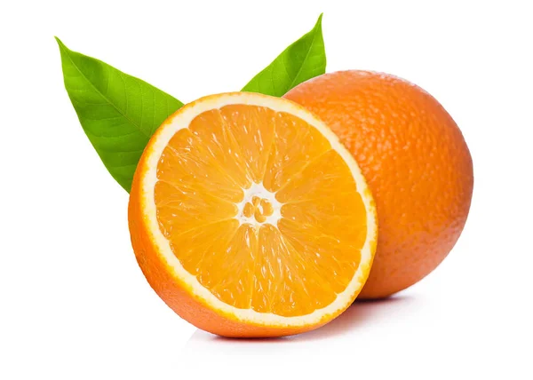 Söta Apelsiner Över Vit Bakgrund Citrus Sinensis — Stockfoto