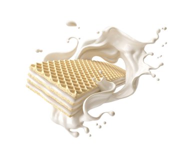 Süt kremalı çıtır gofretli kurabiye, anahtar görsel konsept.