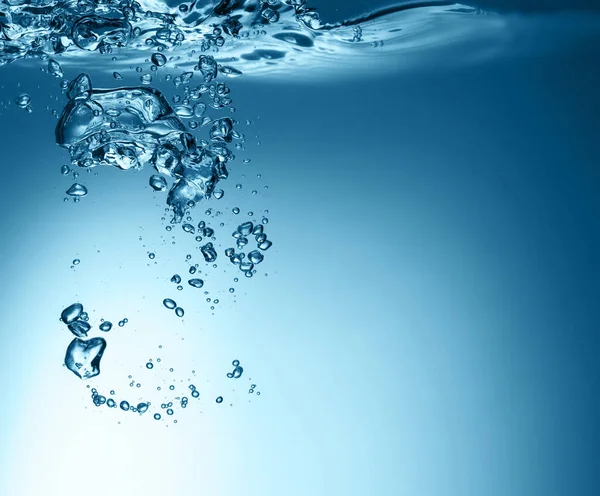 Nahaufnahme Blauer Blasen Unter Wasser Unter Wasser Blasen — Stockfoto