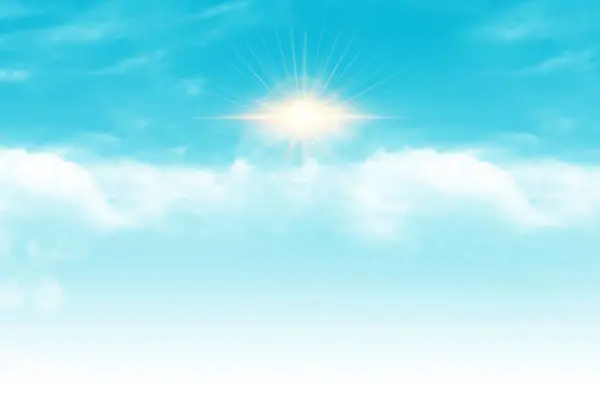 Blue Sky Och Sun Realistiska Moln Bakgrund Royaltyfria Stockfoton