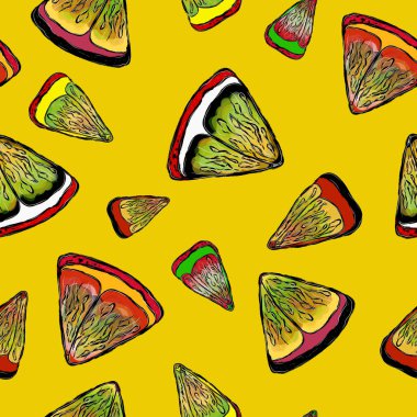 vektörsüz desen parlak saykodelik limon dilimleri