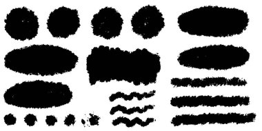 Grunge siyah boya lekeleri. El yapımı elementler, minimalizm, İskandinav tarzı, grafikler, fırça darbeleri, mürekkep, doku