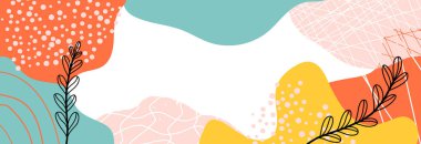 Soyut renkli noktalar, şekiller, vektör arkaplan, pankart, çerçeve.