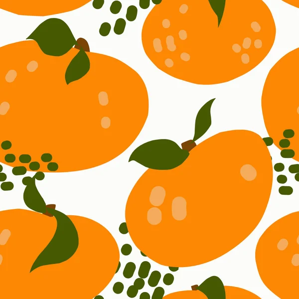 Mandalina Şekillendirilmiş Meyve Deseni Vektör Kusursuz Desen Parlak Modern Tasarım — Stok Vektör