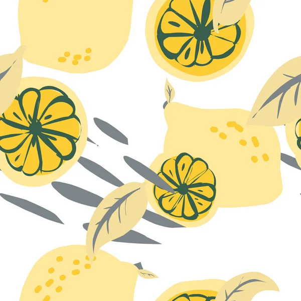 Limon Kireç Stilize Meyve Deseni Vektör Kusursuz Desen Parlak Modern — Stok Vektör
