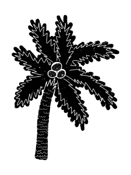 Palmier Stylisé Illustration Dessinée Main Dans Style Linogravure Élément Vectoriel — Image vectorielle