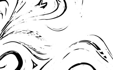 Grunge siyah dokusu, benekler, şekil, çizgiler, damarlar, girdaplar, siluet. Vektör arkaplanı