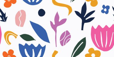 Renkli egzotik çiçek deseni. Tasarım, baskı, kumaş, duvar kağıdı, kağıt için vektörsüz kalıp.