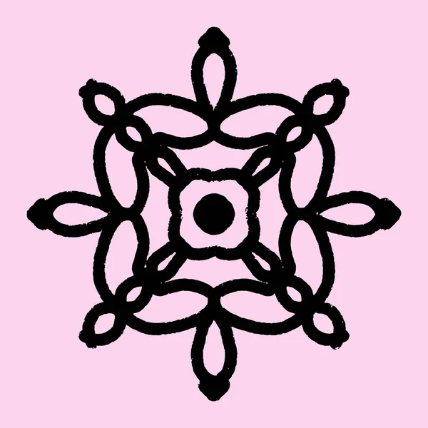 Motif Symétrique Texturé Noir Mandala Élément Vectoriel Monochrome Grunge — Image vectorielle