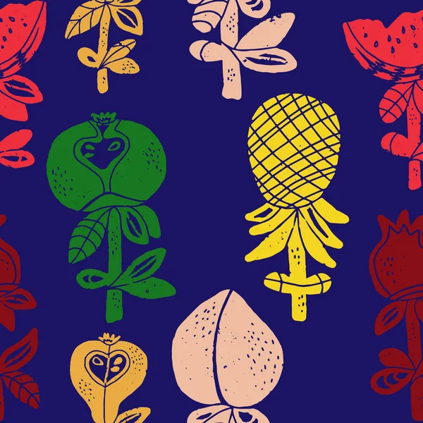 Στυλιζαρισμένα Φρούτα Λινοκουτό Στυλ Μινιμαλισμό Σύγχρονο Σκανδιναβικό Στυλ Διάνυσμα Χωρίς — Διανυσματικό Αρχείο