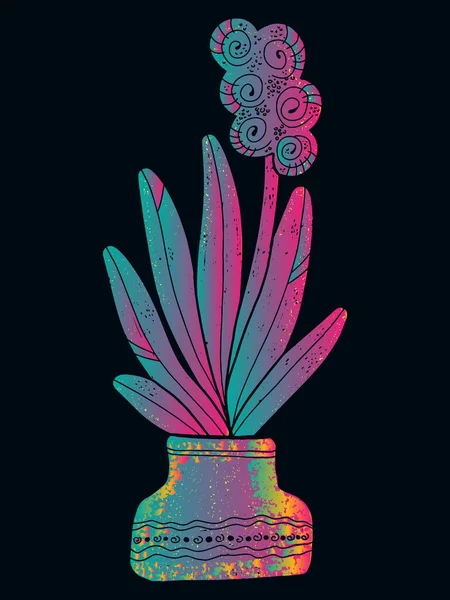 Στυλιζαρισμένο Λουλούδι Κλίση Μια Κατσαρόλα Διάνυσμα — Διανυσματικό Αρχείο