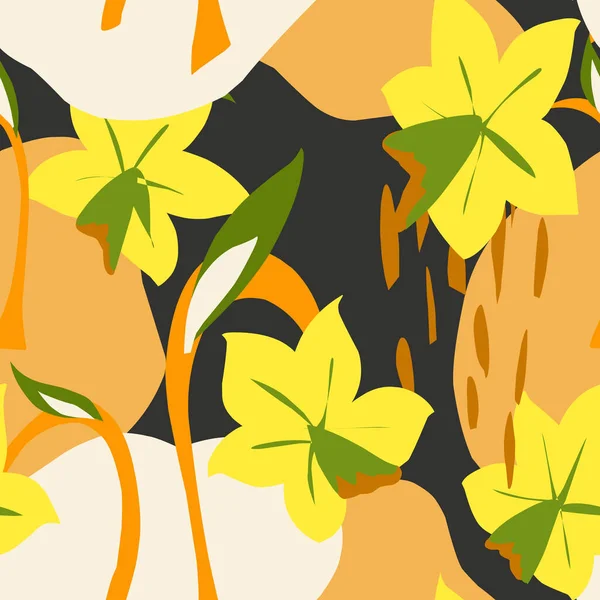 Нарцис Стилізований Квітковий Візерунок Векторний Безшовний Візерунок — стоковий вектор