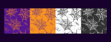 Örümcek ağı, cadılar bayramı çizimi. Vektörsüz şablon, ayarlandı