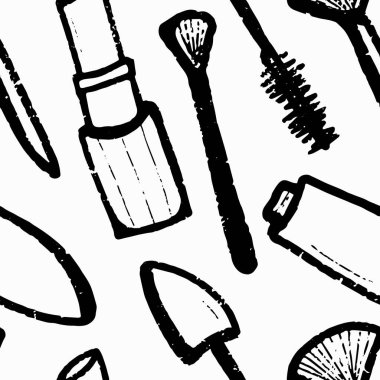 Kozmetik. Grafik stili illüstrasyon. Vektörsüz desen.