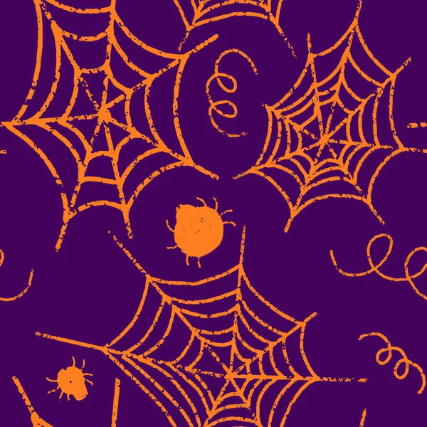 Tela Araña Decoración Halloween Patrón Sin Costura Vectorial — Vector de stock