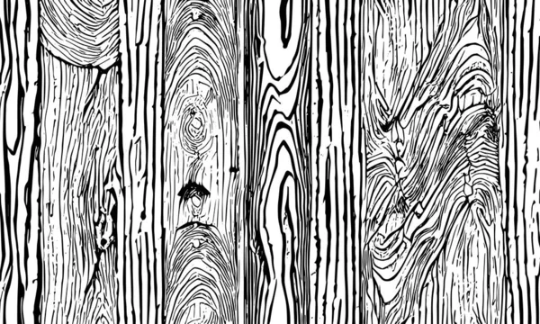 Sort Detaljeret Grunge Tekstur Træ Brædder Paneler Monokrom Vektorbaggrund – Stock-vektor