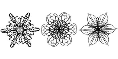 Mandala, kaleydoskop. Vektör ayarlandı. Tasarım ögeleri