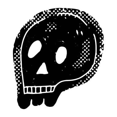 Çizgili kafatası, eski püskü bir kumaş. Cadılar Bayramı dekoru. Vektör ögesi.