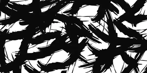 Grunge Černá Textura Roztržené Chaotické Tahy Pozadí Vektoru — Stockový vektor