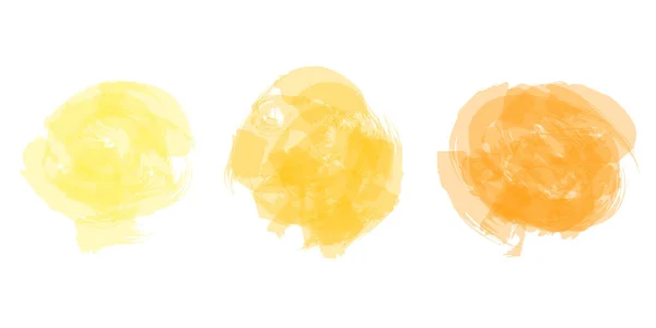 Vetor Manchas Amarelas Translúcidas Traços Imitação Aquarela Conjunto — Vetor de Stock