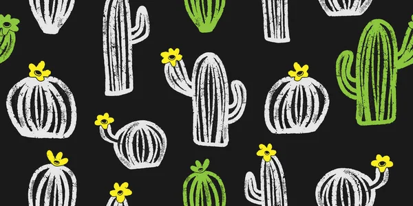Лінія Текстури Cacti Art Векторний Безшовний Візерунок — стоковий вектор