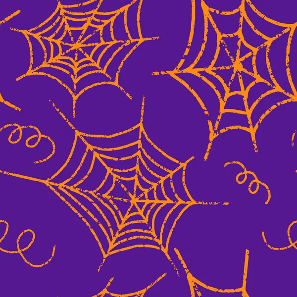 Tela Araña Decoración Halloween Patrón Sin Costura Vectorial — Vector de stock