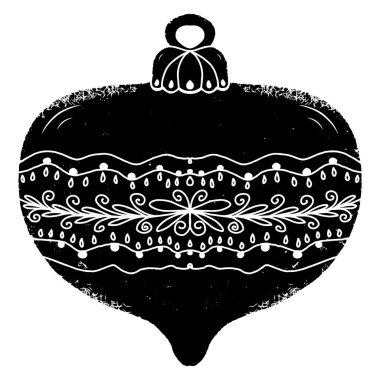 Noel ağacı süslemesi. Linocut stili, stil, kırsal stil. Tasarım için vektör ögesi