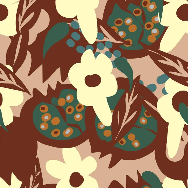 Стилізовані Гранати Квіти Плоска Ілюстрація Векторний Безшовний Візерунок — стоковий вектор