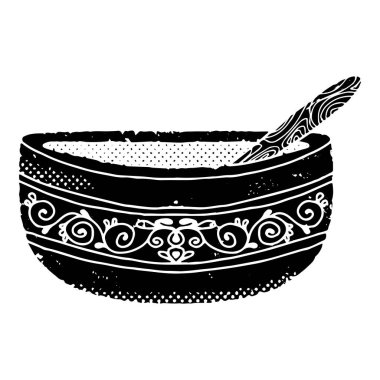 Kalıplı bir atış. Linocut, grafikler. Vektör ögesi.