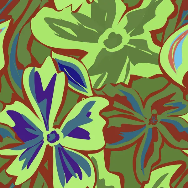 Стилізовані Квіти Плоскому Стилі Векторний Безшовний Візерунок — стоковий вектор